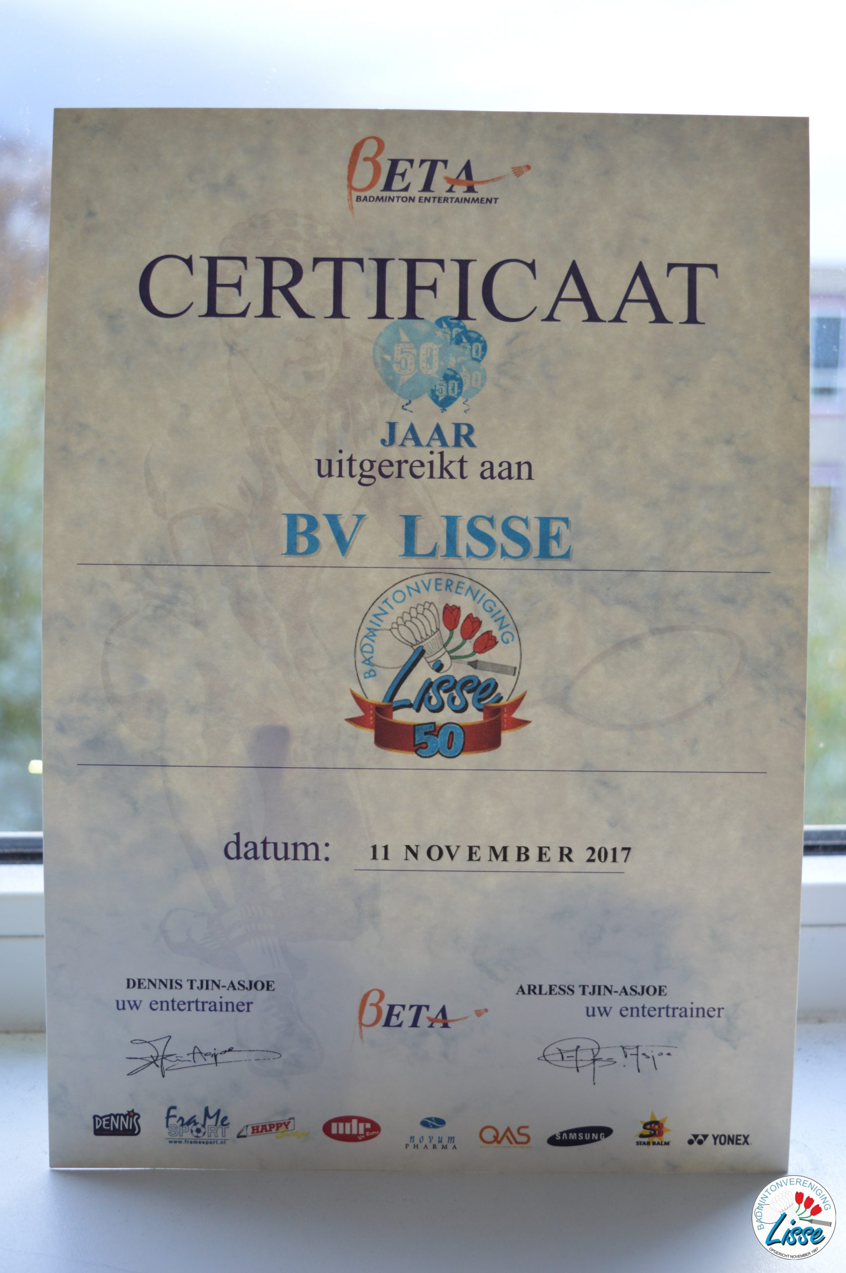 Certificaat BETA Badminton