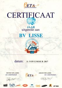 Certificaat BETA Badminton 50 jaar